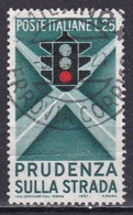 Repubblica Italiana, 1957 - Educazione Stradale, I° Tipo - Fil. S2 - Pos. D25 - Nr.391 Usato° - Varietà E Curiosità