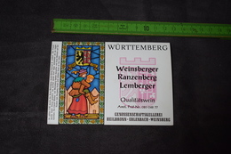 Württemberg Weinsberger Ranzenberg Lemberger Couples Vitraux Allemagne Germany - Paare