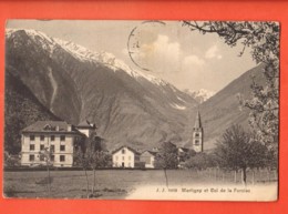 EBJ-18 Martigny Et Le Col De La Forclaz. Eglise, Jullien, Cachet Frontal 1912 - Martigny