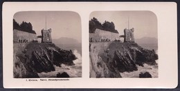 SUPERB STEREO PHOTO ITALIA - LIGURIA - GENOA - NERVI ----  PROMENADE AT THE RIVIERA - Stereoscopic