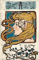Jugendstil Luft Frau Vögel Künstlerkarte 1900 II (fleckig, Eckbug, Stauchung) Art Nouveau - Unclassified