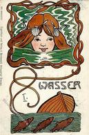 Jugendstil Wasser Frau Fische Künstlerkarte 1900 I-II (fleckig) Art Nouveau - Non Classés