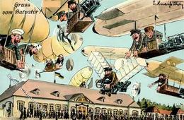 Künstler Kneiss, E. Ballon Zeppeline Gruß Vom Salvator Künstlerkarte I-II - Non Classés