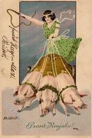Mailick, A. Frau Schweine Neujahr  Künstlerkarte 1904 I-II Cochon Bonne Annee - Unclassified