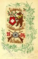 Seide Gestickt St. Gallen Schweiz Eidg. Schützenfest 1904 I-II (fleckig) Soie - Other & Unclassified