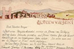 Handgemalt Glückwunsch  Künstlerkarte 1904 I-II Peint à La Main - Otros & Sin Clasificación