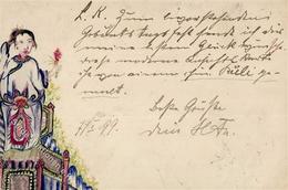 Handgemalt Künstlerkarte 1899 I-II Peint à La Main - Sonstige & Ohne Zuordnung