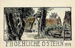Handgemalt Ostern Künstlerkarte I-II Peint à La Main Paques - Sonstige & Ohne Zuordnung