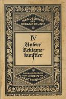 Werbung Heft Unsere Reklamekünstler Hrsg. Verein Der Plakatfreunde 1919 Verlag Das Plakat 63 Seiten Selbtbekenntnisse Un - Advertising