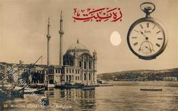 Uhr Zenith Moschee Bosporus Fotomontage AK I-II Photo Montage - Sonstige & Ohne Zuordnung