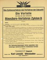 Landwirtschaft Schädlingsbekämpfung Prospekt Und Beleg Blausäure Verfahren Zyklon B II Paysans - Ausstellungen