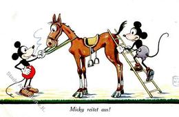 Walt Disney Micky Maus Reitet Aus  Künstlerkarte I-II - Autres & Non Classés