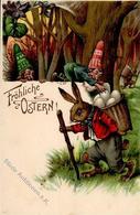 Zwerg Hase Personifiziert Ostern Künstlerkarte I-II Paques Lutin - Fairy Tales, Popular Stories & Legends
