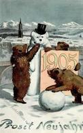 Schneemann Bären Neujahr 1905 I-II Bonne Annee - Andere & Zonder Classificatie