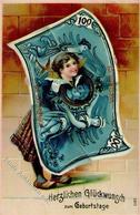Geld Auf Ansichtskarte Glückwunsch Präge-Karte 1910 I-II Argent - Sonstige & Ohne Zuordnung