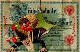 Geld Zwerg Pilze Auf Ansichtskarte 1910 I-II (fleckig) Lutin Argent - Altri & Non Classificati