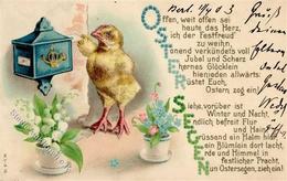 Ostern Küken Personifiziert Präge-Karte 1903 I-II Paques - Easter