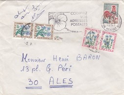 LETTRE  1967 HERAULT TAXE 0,80F  FLEURS - 1859-1959 Brieven & Documenten