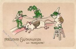 Frosch Maus Personifiziert Neujahr Prägedruck 1903 I-II Bonne Annee Grenouille - Altri & Non Classificati