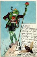 Frosch Personifiziert Biene Künstlerkarte 1900 I-II Grenouille - Sonstige & Ohne Zuordnung