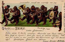 Bär Bern (3000) Schweiz Personifiziert Musikkapelle Lithographie 1900 I-II - Autres & Non Classés