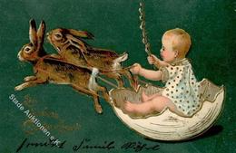 Hase Personifiziert Kind Ostern   Prägedruck 1906 I-II Paques - Sonstige & Ohne Zuordnung