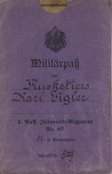 Regiment  I. Nass. Infanterie Regt. Nr. 87 Militärpass Mit Vielen Einträgen I-II (altersbedingte Gebrauchsspuren) - Regimente