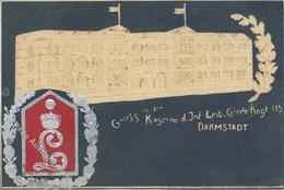 Regiment Darmstadt (6100) Nr. 115 Kaserne Leib Garde Inf. Regt. 1. Grossherz. Hess.  Prägedruck II- (beschnitten, Marke  - Régiments