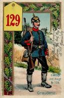 Regiment Graudenz Nr. 129 3. Westpr. Inf. Regt. II (fleckig, Eckbug) - Régiments