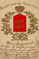 Regiment Hagenau Frankreich Nr. 137 Infanterie Regt. Garnison Prägedruck I-II (fleckig) - Regiments