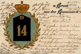 Regiment Nr. 14 Garnison    Prägedruck 1902 I-II - Regimenten