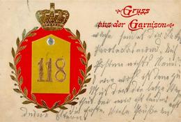 Regiment Worms (6520) Nr. 118 4. Grossherz. Hess. Infanterie Rgmt. Garnison Prägedruck II ((fleckig) - Regiments