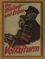 Propaganda WK II - DEUTSCHER VOLKSSTURM - Kleinplakat (20x29cm)  Gerahmt Im Rahmen Zum Aufhängen I-II - Guerra 1939-45