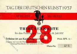 Propaganda WK II Eintrittskarte München (8000) Tag Der Deutschen Kunst 1937 I-II (mittelbug) - Weltkrieg 1939-45