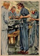 Propaganda WK II Frauen Schaffen Für Euch In Der Maschinenfabrik Sign. V. Becker Künstlerkarte I- Femmes - Weltkrieg 1939-45