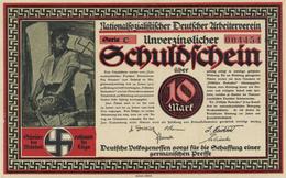 Propaganda WK II Nationalsozialistischer Deutscher Arbeiterverein  Schuldschein I-II - Guerre 1939-45