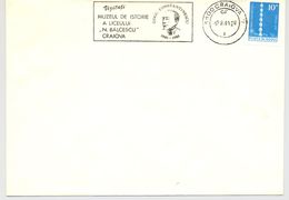 NICOLAE BALCESCU HIGH SCHOOL, GOGU CONSTANTINESCU, SPECIAL POSTMARK ON COVER, ENDLESS COLUMN STAMP, 1981, ROMANIA - Storia Postale