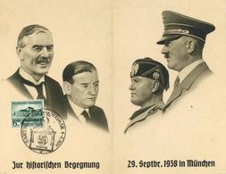 Hitler Mussolini Chamberlaine U. Daladier Münchner Abkommen WK II Klappkarte I-II - War 1939-45