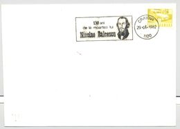 NICOLAE BALCESCU, HISTORIAN, SPECIAL POSTMARK ON COVER, CAR STAMP, 1982, ROMANIA - Brieven En Documenten