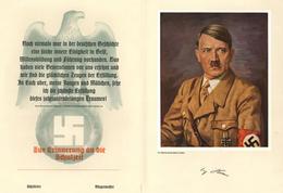 Hitler Urkunde Erinnerung An Die Schulzeit WK II Druckmuster I-II - Weltkrieg 1939-45