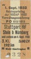 Reichsparteitag WK II Nürnberg (8500) 1933 Fahrkarte Verwaltungssonderzug Dabei Zeitungsausschnitt Programm Reichspartei - War 1939-45