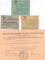 Reichsparteitag WK II Nürnberg (8500) 1933 Lot Mit 1 Zulassungsschein Und 3 Eintrittskarten II - War 1939-45