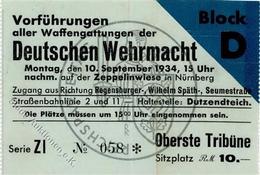 Reichsparteitag WK II Nürnberg (8500) 1934 Eintrittskarte Vorführungen Aller Waffengattungen Der Deutschen Wehrmacht II - Guerra 1939-45
