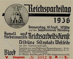 Reichsparteitag WK II Nürnberg (8500) 1936 Eintrittskarte Appell U. Vorbeimarsch Des Reichsarbeitsdienst I-II - Guerre 1939-45