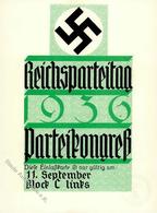 Reichsparteitag WK II Nürnberg (8500) 1936 Eintrittskarte Parteikongress 11. September I-II - War 1939-45