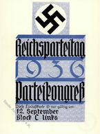 Reichsparteitag WK II Nürnberg (8500) 1936 Eintrittskarte Parteikongress 12. September I-II - Weltkrieg 1939-45