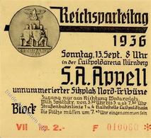 Reichsparteitag WK II Nürnberg (8500) 1936 Eintrittskarte SA Appell I-II - Guerre 1939-45