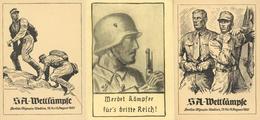 WK II SA Lot Mit 4 Künstler-Karten Und 1 Umschlag Reichswettkämpfe Der SA I-II - Guerre 1939-45