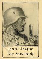 WK II SA Opferkarte Werdet Kämpfer  Für's Dritte Reich Künstler-Karte I-II - Oorlog 1939-45