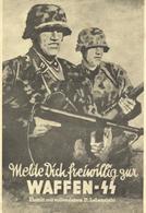 SS WK II - WAFFEN-SS-Propaganda-Plakat (41,3x29cm)  4-fach Gefaltet, Einriß, Teils Beschnitten! III/IV - Weltkrieg 1939-45